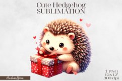 Cute Valentine&#039;s day Hedgehog PNG. Product Image 1