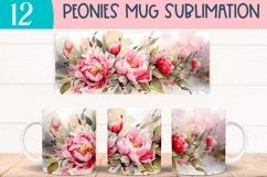 Watercolor peony mug wraps for Sublimation BUNDLE PNG Product Image 8