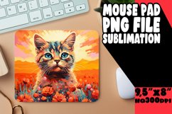 Cute Cat with Vibrant Flowers Mouse Pad PNG Product Image 1