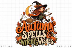 Autumn Spells & Witchy Wishes PNG, Cute Fall Witch Halloween Product Image 4