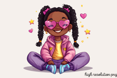 Black Girl Png Afro Kids Clipart PNG Product Image 1