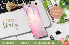 Pink Flowers Bookmark Printable, Wisteria Bookmark PNG Product Image 1