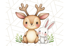 Cute Animal Friends Clipart PNG, Whimsical Spring Animal Duo Product Image 2