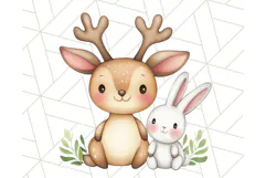 Cute Animal Friends Clipart PNG, Whimsical Spring Animal Duo Product Image 2