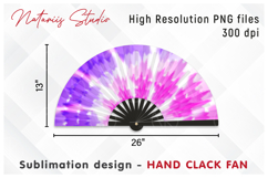 Vibrant Tie Dye Pattern - HAND CLACK FAN Sublimation. Product Image 1