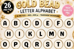 Gold Bead Alphabet PNG, Round Letter Beads Clipart, Gold Product Image 1