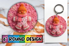 Holiday 3D Gingerbread Man Round Design Keychain Product Image 1