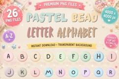 Pastel Bead Alphabet PNG Bundle | Cute Letter Clipart Product Image 1