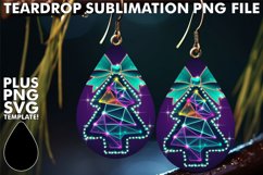 BRIGHT Teardrop Earrings Gift PNG, Neon Xmas Product Image 1