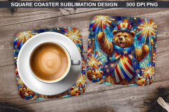 Bears Coaster Sublimation, 4th Of July Coaster PNG Design Product Image 1
