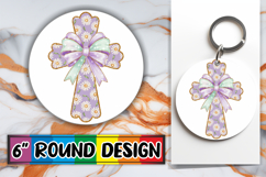 Luminous Keychain Round PNG, Flower Cross Product Image 1