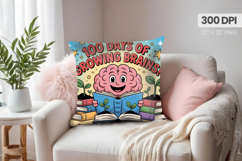 100 days of school Pillow Design, Teacher PNG Sublimation Product Image 1
