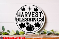 Harvest Blessings Fall Round Sign SVG Product Image 2
