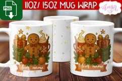 Custom Christmas mug wrap PNG, Gingerbread man mug template Product Image 2