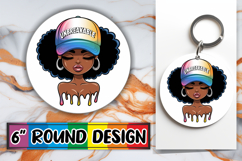 Joyful Coaster Round Design PNG, Black Woman Product Image 1