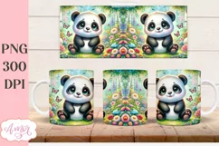 Cute baby panda bear mug wrap PNG for sublimation Product Image 2