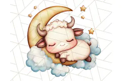 Sleeping Baby Animals PNG, Moon and Stars Nursery Clipart Product Image 2