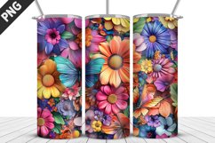 3D Flowers Tumbler Wrap | Sublimation Design | Tumble PNG Product Image 3