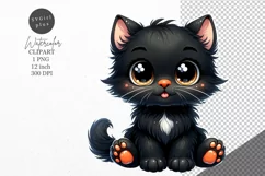 Halloween clipart, Black cat clipart, Kids Halloween Product Image 1