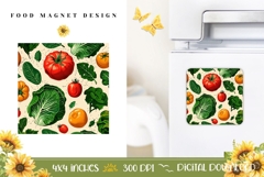 Cartoon Food Magnet Template, Cartoon Tomato Magnet PNG Product Image 1