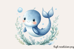 Pastel Cute Mermaid Watercolor Clipart PNG Product Image 1