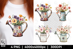 Watering Can with Flowers PNG Clipart Product Image 1