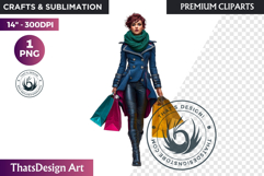 Modern Winter Girl Fashion Illustrations PNG Graphics Product Image 1