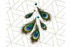 Peacock Christmas Clipart in Jewel Tones, Christmas Png Product Image 2