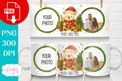 Merry Christmas photo mug wrap PNG, Polar bear mug template Product Image 2