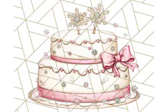 Christmas Cake Clipart PNG, Cottagecore Holiday Desserts Product Image 2