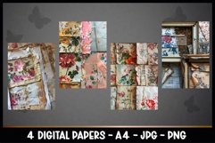 4 Vintage Digital Papers I Junk Journal Page Product Image 2