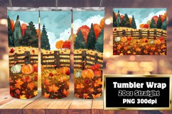 20oz Tumbler Wrap | Autumn Watercolor Scene Sublimation Product Image 1