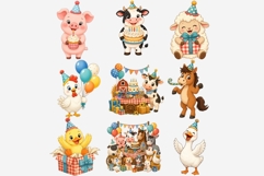 Farm Animals Birthday Clipart Bundle | 15 PNG Files Product Image 3