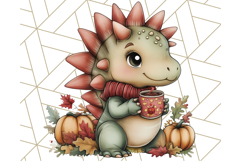 Fall Dinosaur PNG Clipart with Autumn Elements, Cute Dino Product Image 2