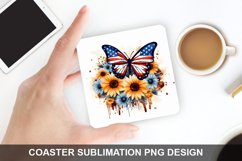 4Th Of July Butterfly- Coaster Sublimation Design Product Image 1