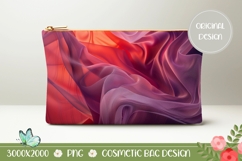 Waves Cosmetic Bag, Red Cosmetic Bag Sublimation Product Image 1