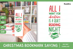Christmas Bookmark Saying SVG For Book Lovers - Quiet Night Product Image 1