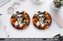 Halloween Dog Car Coaster Sublimation| Halloween Coaster PNG Product Image 1