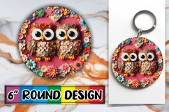 Whimsical Owl 3D Sublimation : Cheerful Art Round Product Image 1