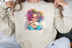 Colorful Girl Dog Clipart PNG Product Image 1