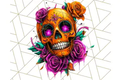 Bright Sugar Skull PNG Clipart, Halloween Colorful Skull Png Product Image 2