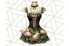 Couture Floral Dress Form PNG Clipart, Vintage Style Flowers Product Image 2