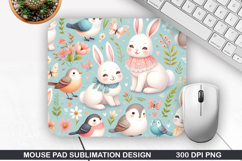 Bunny Mouse Pad Sublimation, Easter Bunny Mouse Pad PNG Product Image 1