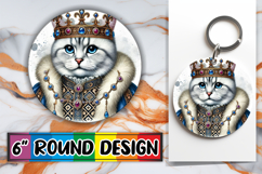 Blissful Keychain Sublimation PNG, Royal Cat Product Image 1
