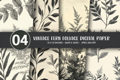 Vintage Fern Foliage Digital Paper Product Image 1