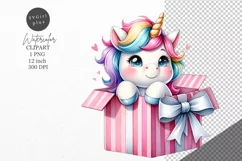 Christmas clipart, Unicorn clipart, Gift clipart Product Image 1