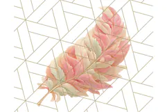 Fall Foliage Clipart PNG, Pink and Green Leaves Product Image 2