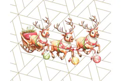 Santa Sleigh Ride Clipart PNG, Flying Reindeer Christmas Art Product Image 2