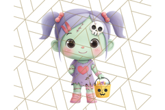 Kawaii Halloween Clipart Cute Kids and Candy Elements Png Product Image 2