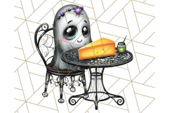 Ghost Café PNG Clipart, Cute Ghost Baristas Halloween Treats Product Image 2